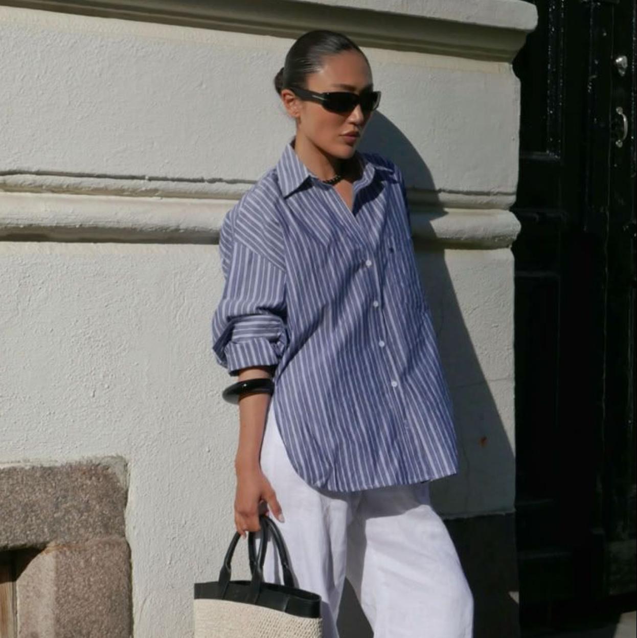 Influencer con camisa de lino oversize/@ITSALICEWANG